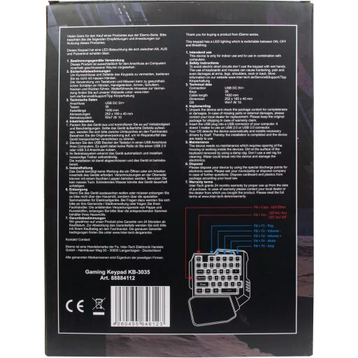 Inter-Tech KB-3035 billentyűzet Játék USB QWERTY Fekete