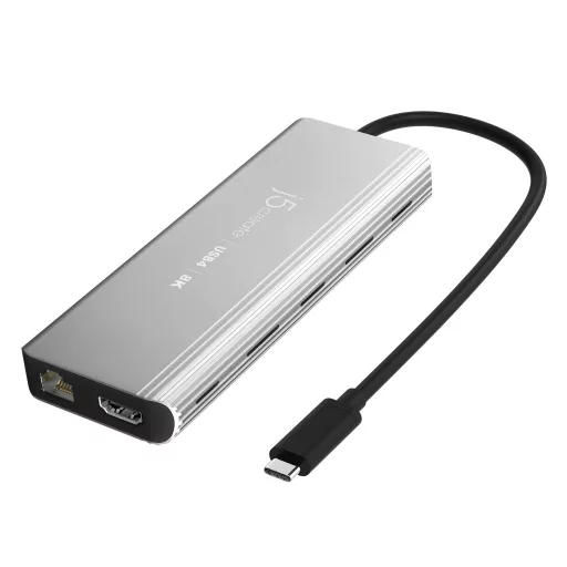 j5create JCD403-N hálózati csatlakozó USB C-típus 10000 Mbit/s Szürke