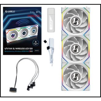   Lian Li UNI FAN SL Wireless LCD 120 Reverse Blade 12 cm Fehér 3 db