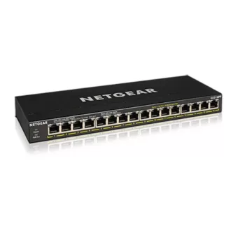   NETGEAR GS316PP Beállítást nem igénylő (unmanaged) Gigabit Ethernet (10/100/1000) Ethernet-áramellátás (PoE) támogatása Fekete