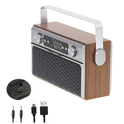 Camry Premium Radio CR 1183 Hordozható Digitális Alumínium, Fekete, Fa
