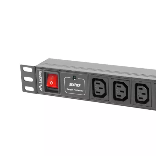 Lanberg PDU-10I-0200-IEC-BK áramelosztó egység (PDU) 10 AC kimenet(ek) 1U Fekete