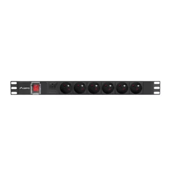   Lanberg PDU-06E-0200-BK áramelosztó egység (PDU) 6 AC kimenet(ek) 1U Fekete