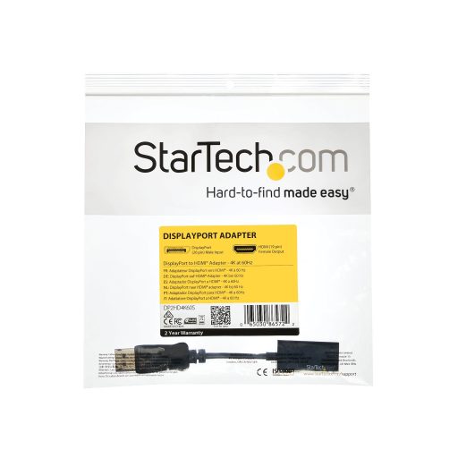 StarTech.com DP2HD4K60S video átalakító kábel 0,215 M DisplayPort HDMI Fekete