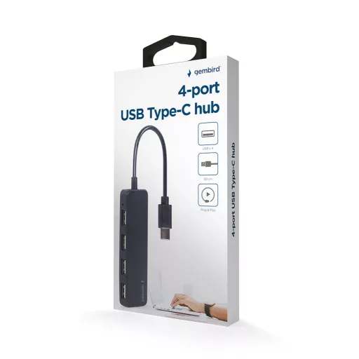 Gembird UHB-CM-U2P4-01 hálózati csatlakozó USB 2.0 Type-C Fekete