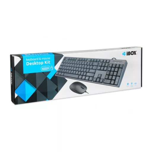 iBox IKMS606 billentyűzet Egér mellékelve Otthoni USB QWERTY Brit angol Fekete