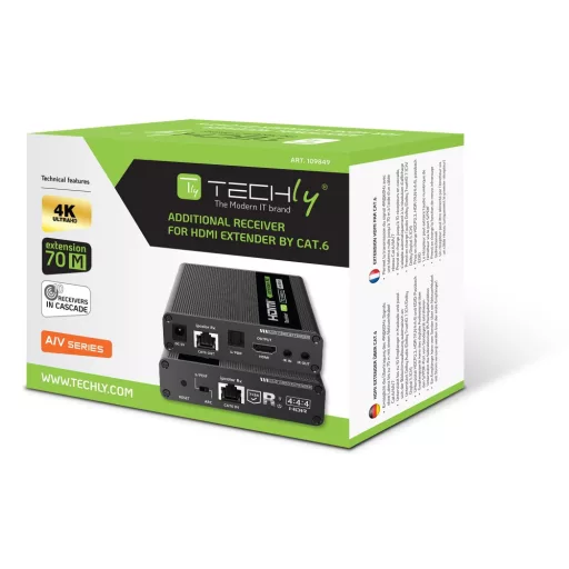 Techly IDATA-EXT-676R AV receiver Fekete