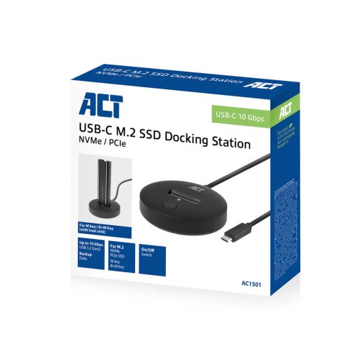 ACT AC1501 dokkoló állomás tárolóegységhez USB 3.2 Gen 2 (3.1 Gen 2) Type-C Fekete