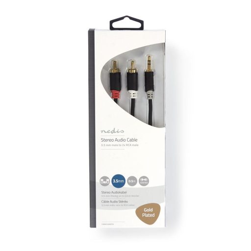 Nedis CABW22200AT05 audio kábel 0,5 M 3.5mm 2 x RCA Antracit