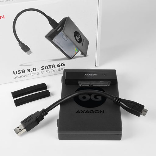 Axagon ADSA-1S6 tárolóegység burkolat HDD/SSD ház Fekete 2.5"