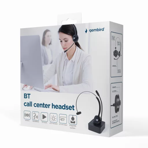 Gembird Bluetooth call center ausin?s mono juodas