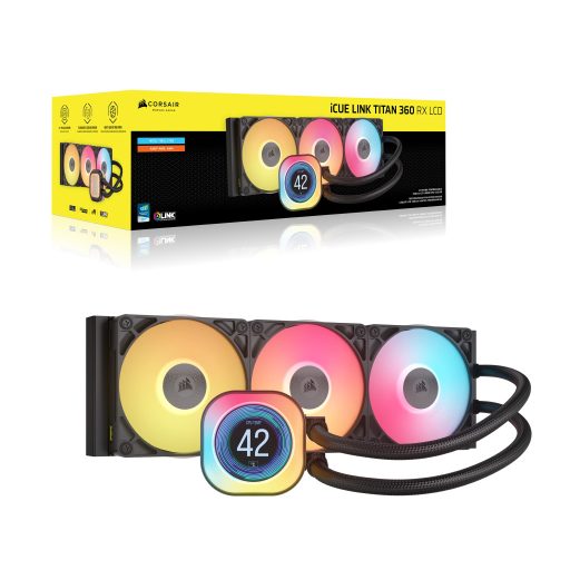 Corsair iCUE LINK TITAN 360 RX LCD Processzor Hűtő 12 cm Fekete 1 db