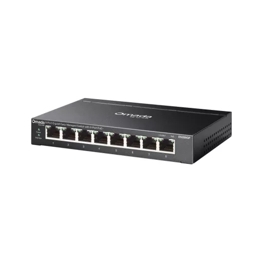 TP-Link Omada ES208GP hálózati kapcsoló Vezérelt L2 Gigabit Ethernet (10/100/1000) Ethernet-áramellátás (PoE) támogatása DIN rail Fekete
