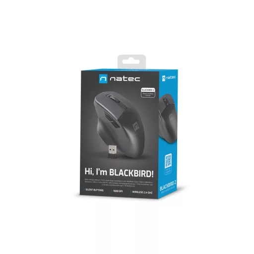 NATEC BlackBird 2 egér Irodai Kétkezes Vezeték nélküli RF IR LED 1600 DPI