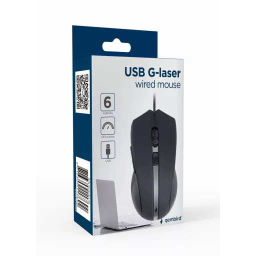 Gembird MUS-GU-02 egér Kétkezes USB A típus Lézer 2400 DPI