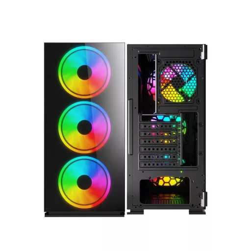 Savio PC Case Prime X1 ARGB Glass Black Midi Tower Fekete