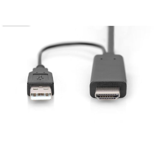 Digitus AK-330111-020-S video átalakító kábel 2 M HDMI A-típus (Standard) DisplayPort + USB Type-A Fekete