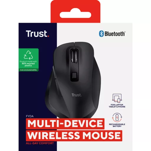Trust Fyda egér Irodai Jobbkezes RF vezeték nélküli + Bluetooth Optikai 2400 DPI