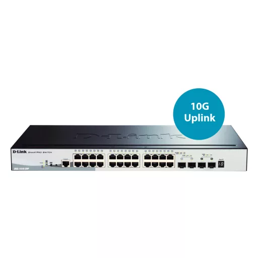 D-Link DGS-1510-28P hálózati kapcsoló Vezérelt L3 Gigabit Ethernet (10/100/1000) Ethernet-áramellátás (PoE) támogatása Fekete