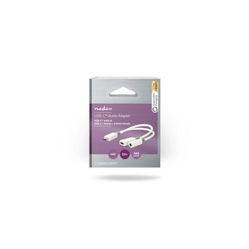 Nedis CCBW64922WT01 video átalakító kábel 0,1 M USB C-típus USB Type-C + 3.5mm Fehér