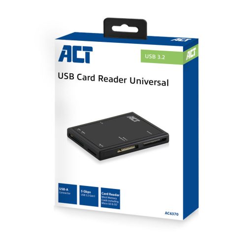 ACT AC6370 kártyaolvasó USB 3.2 Gen 1 (3.1 Gen 1) Type-A Fekete