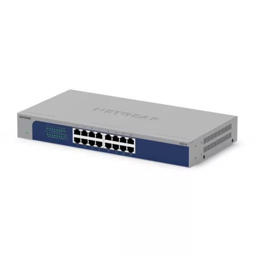 NETGEAR GS516-300EUS hálózati kapcsoló Beállítást nem igénylő (unmanaged) Gigabit Ethernet (10/100/1000) Szürke