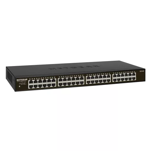 NETGEAR GS348 Beállítást nem igénylő (unmanaged) Gigabit Ethernet (10/100/1000) 1U Fekete