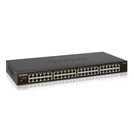 NETGEAR GS348 Beállítást nem igénylő (unmanaged) Gigabit Ethernet (10/100/1000) 1U Fekete