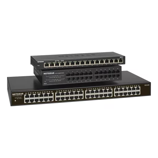 NETGEAR GS348 Beállítást nem igénylő (unmanaged) Gigabit Ethernet (10/100/1000) 1U Fekete