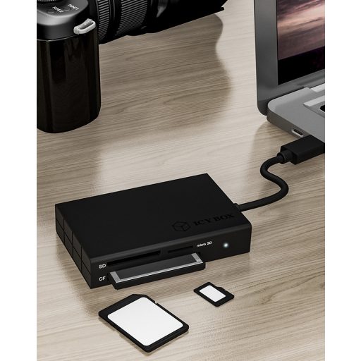 ICY BOX IB-CR401-C3 kártyaolvasó USB 3.2 Gen 1 (3.1 Gen 1) Type-C Fekete
