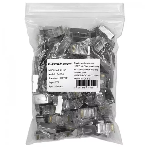 Qoltec 54554 huzalcsatlakozó RJ45 Ezüst