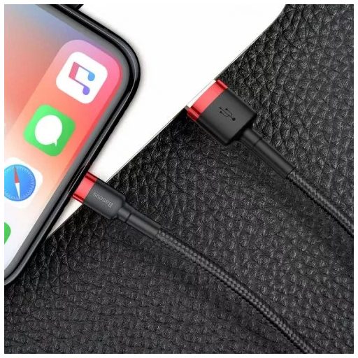 Baseus CALKLF-C19 Lightning kábel 2 M Fekete, Vörös