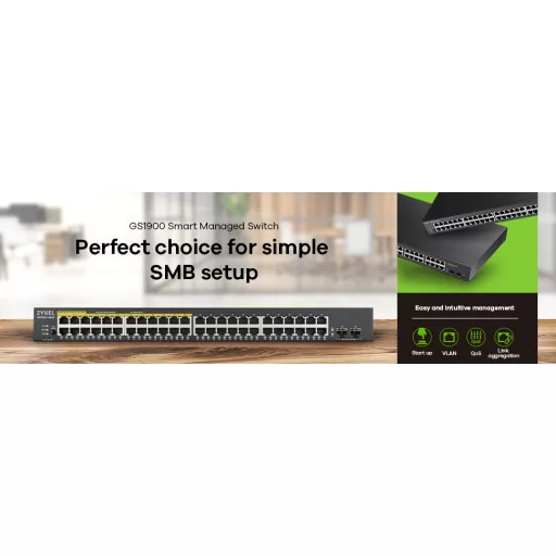 Zyxel GS1900-48-EU0102F hálózati kapcsoló L2 Gigabit Ethernet (10/100/1000) Fekete