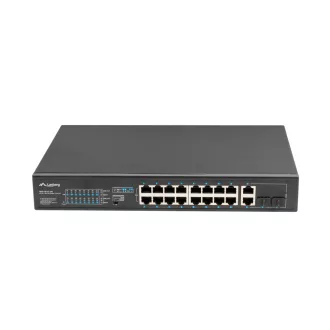   Lanberg RSFE-16P-2C-150 hálózati kapcsoló Beállítást nem igénylő (unmanaged) Gigabit Ethernet (10/100/1000) Ethernet-áramellátás (PoE) támogatása 1U Fekete