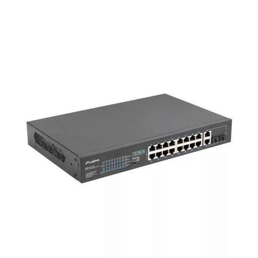 Lanberg RSFE-16P-2C-150 hálózati kapcsoló Beállítást nem igénylő (unmanaged) Gigabit Ethernet (10/100/1000) Ethernet-áramellátás (PoE) támogatása 1U Fekete