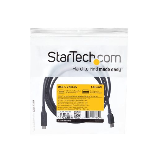 StarTech.com CDP2MDPMM6B video átalakító kábel 1,8 M USB C-típus Mini DisplayPort Fekete