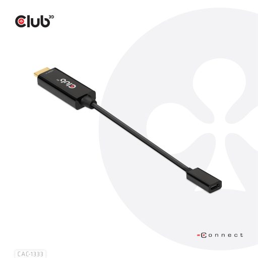 CLUB3D CAC-1333 video átalakító kábel 0,22 M HDMI A-típus (Standard) USB C-típus Fekete