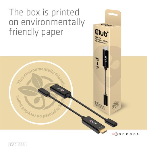 CLUB3D CAC-1333 video átalakító kábel 0,22 M HDMI A-típus (Standard) USB C-típus Fekete