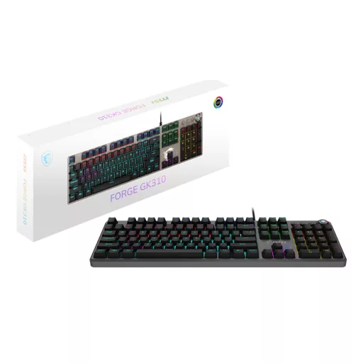 MSI FORGE GK310 RED DE billentyűzet Játék USB QWERTY Német Fekete
