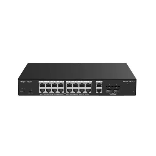 Ruijie Networks RG-ES220GS-LP hálózati kapcsoló Vezérelt L2 Gigabit Ethernet (10/100/1000) Ethernet-áramellátás (PoE) támogatása Asztali Fekete