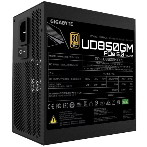 GIGABYTE UD850GM PG5 V2 850 W 20+4 pin ATX ATX Fekete