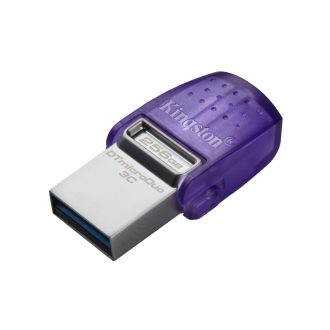   Kingston Technology DataTraveler microDuo 3C USB flash meghajtó 256 GB USB Type-A / USB Type-C 3.2 Gen 1 (3.1 Gen 1) Rozsdamentes acél, Lila