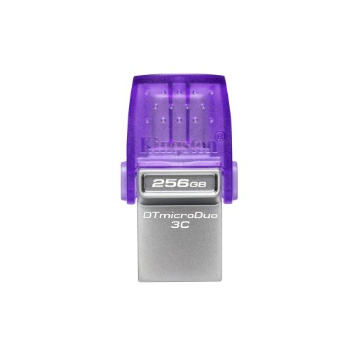 Kingston Technology DataTraveler microDuo 3C USB flash meghajtó 256 GB USB Type-A / USB Type-C 3.2 Gen 1 (3.1 Gen 1) Rozsdamentes acél, Lila