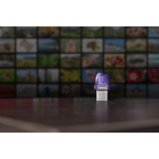 Kingston Technology DataTraveler microDuo 3C USB flash meghajtó 256 GB USB Type-A / USB Type-C 3.2 Gen 1 (3.1 Gen 1) Rozsdamentes acél, Lila