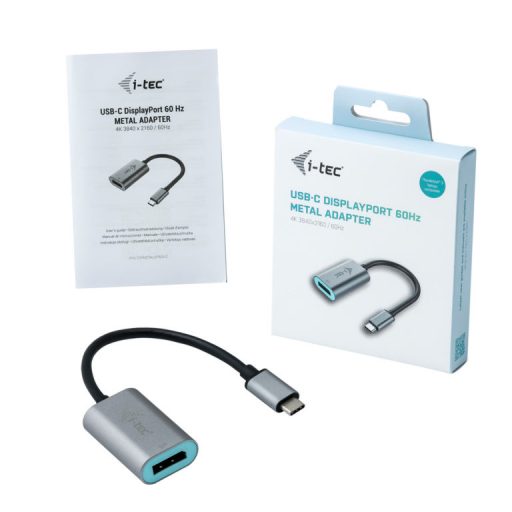 i-tec Metal C31METALDP60HZ video átalakító kábel 0,15 M USB C-típus Display Port Szürke, Türkizkék