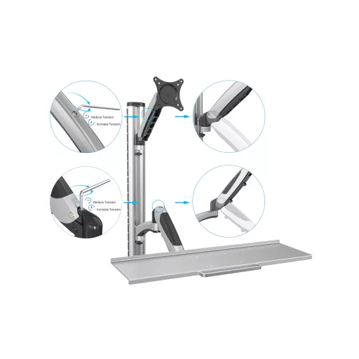Digitus DA-90354 asztali TV konzol 68,6 cm (27") Fali Ezüst