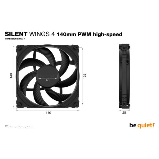 be quiet! SILENT WINGS 4 | 140mm PWM high-speed 14 cm Fekete 1 db