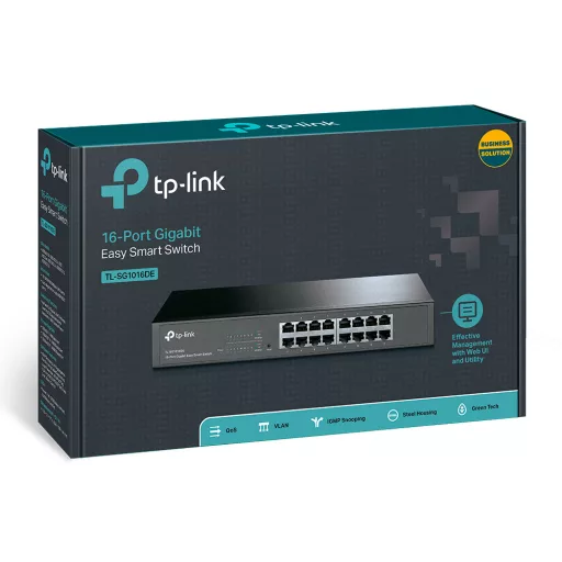 TP-Link TL-SG1016DE Vezérelt L2 Gigabit Ethernet (10/100/1000) 1U Fekete