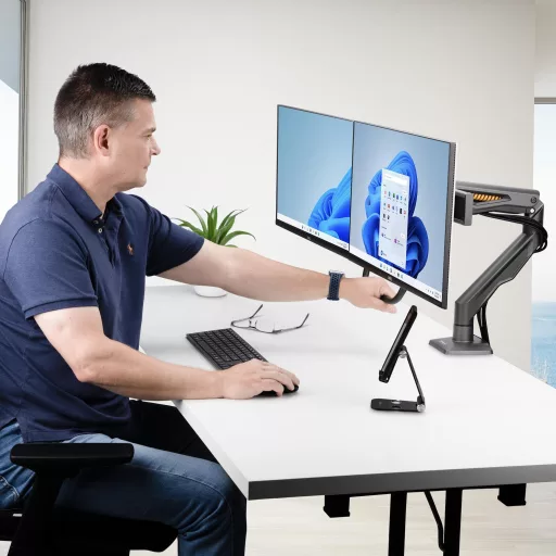 StarTech.com H2M1AS2-MONITOR-ARM asztali TV konzol 68,6 cm (27") Fekete