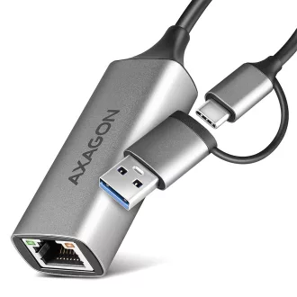  Axagon ADE-TXCA Gigabit Ethernet Adapter USB-C+ USB-A - titangrau - Adapter - Digital/Daten 1000 Mbit/s